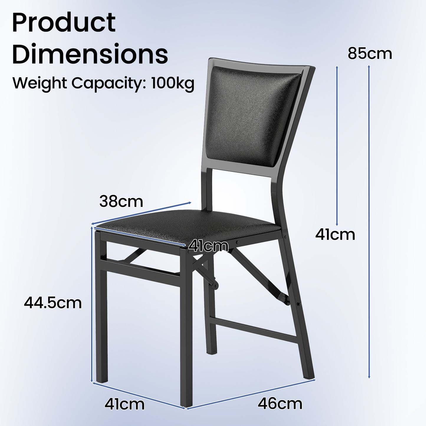 Steel Folding Chair Set of 4 with High Backrest and Steel Frame