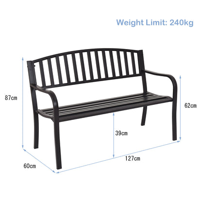 Steel Garden Bench Outdoor Patio Bench with Streak Design