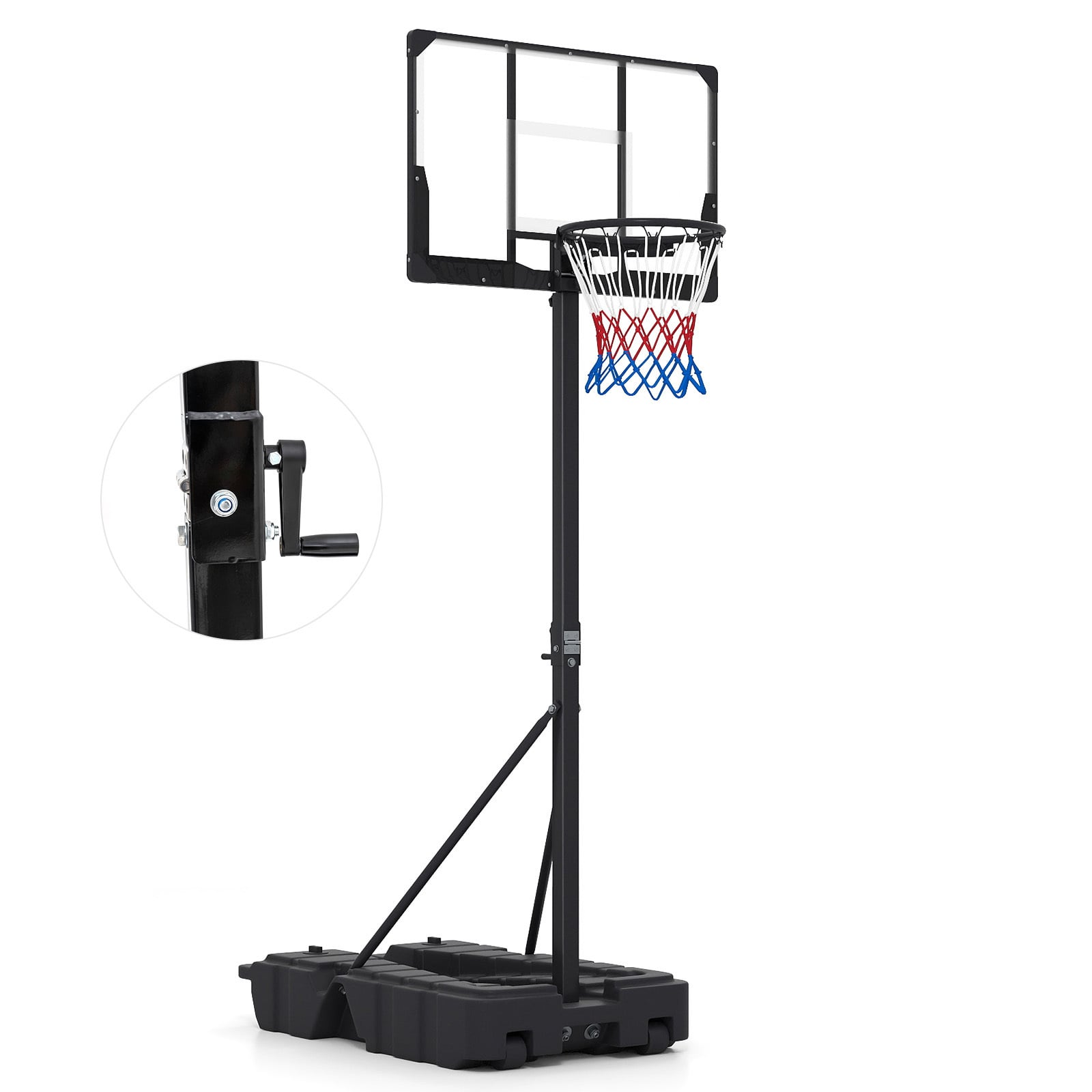 Stepless Adjustable Basketball Hoop with Stable Weighted Base
