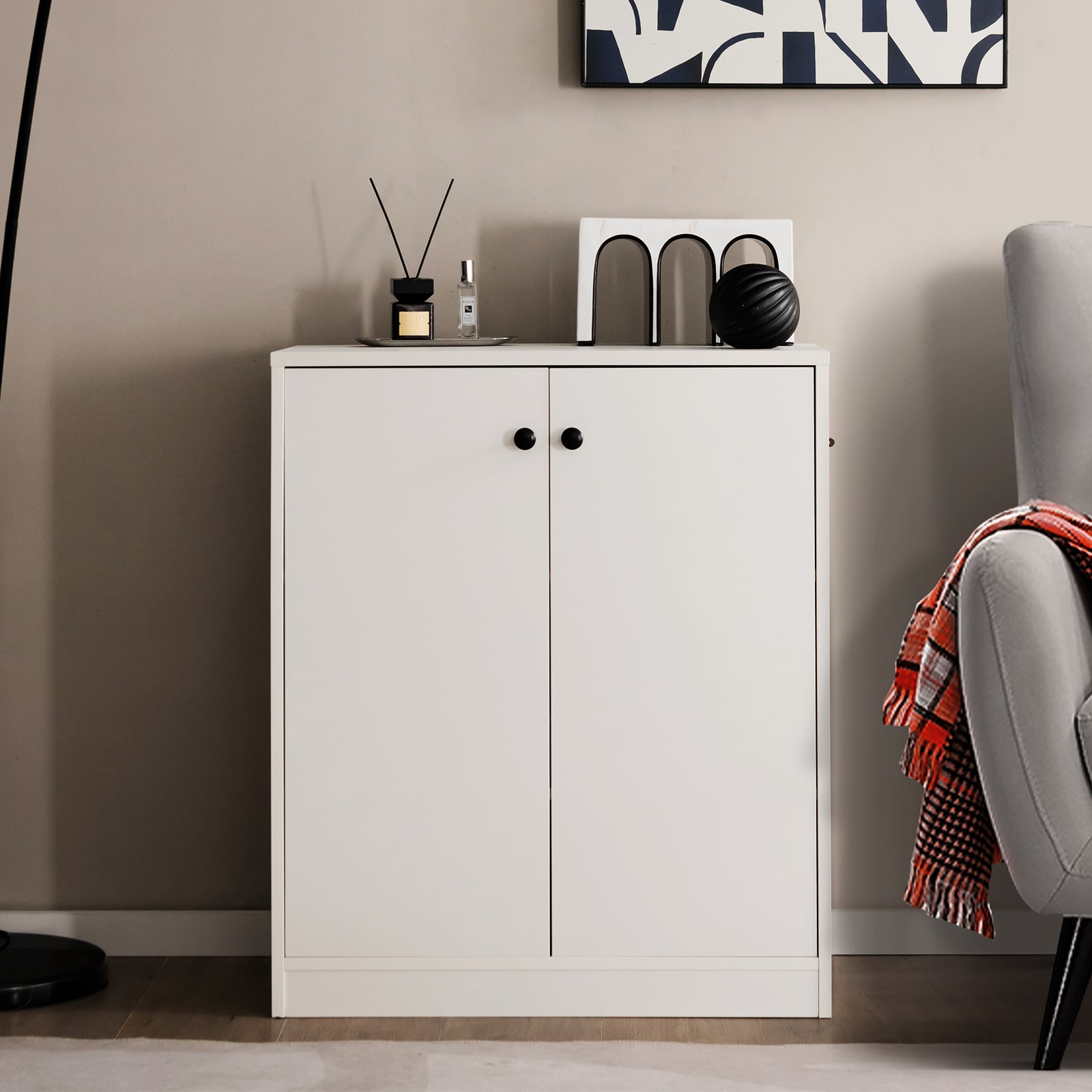 Storage Cabinet with 3 Shelves-White