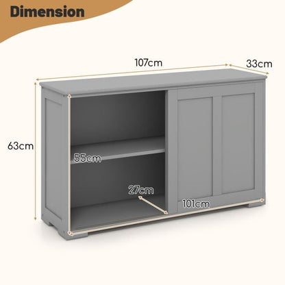 Antique Stackable Kitchen Storage Sideboard with Height Adjustable Shelf-Gray