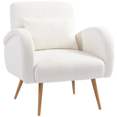 HOMCOM Teddy Fleece Accent Chair - Cream White