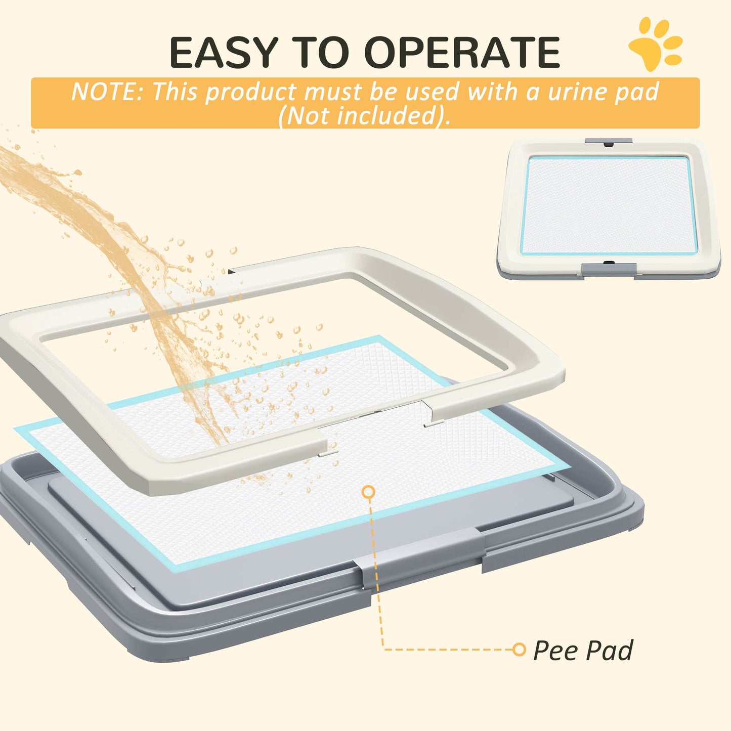 PawHut Dog Toilet Tray for Training Dogs, Dog Litter Tray for Indoor, Outdoor, 63 x 49 x 6cm