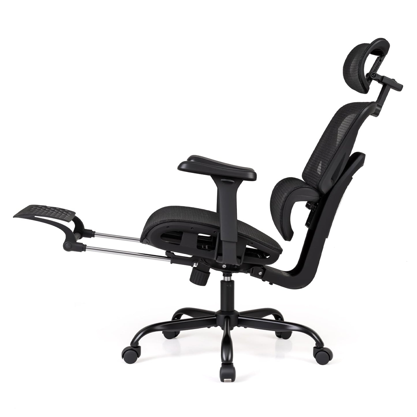 Swivel Rolling Mesh Ergonomic Office Chair with Footrest High Back-Black