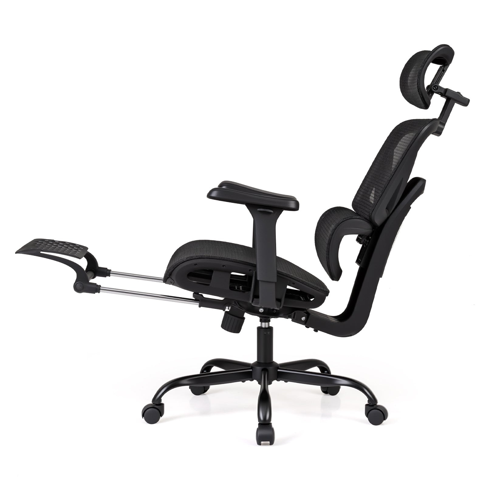 Swivel Rolling Mesh Ergonomic Office Chair with Footrest High Back-Black