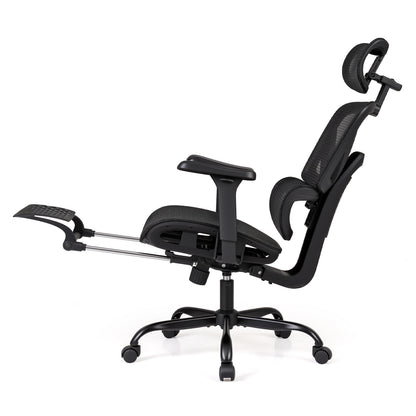 Swivel Rolling Mesh Ergonomic Office Chair with Footrest High Back-Black