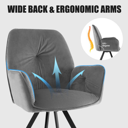 2 PCS Swivel Accent Arm Chairs with Metal Legs and Anti-slip Foot Pads-Grey