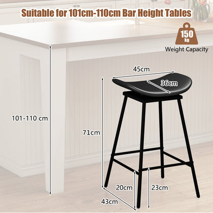 Swivel Barstools Set of 2 with Padded Saddle Seat and Footrest-Black