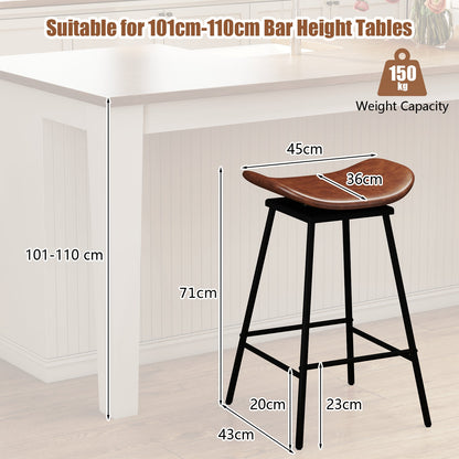 Swivel Barstools Set of 2 with Padded Saddle Seat and Footrest-Brown