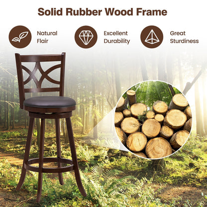 61/74 cm Swivel Counter Height Bar Stools with Backrest and Footrest-74 cm