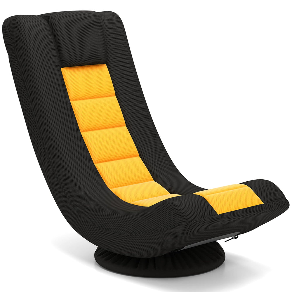 360° Swivel Gaming Chair 4 Position Adjustable Folding Floor Sofa-Yellow