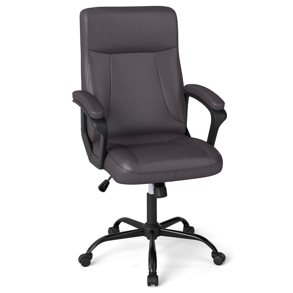 360° Swivel Task Chair with High Back and Built-in Armrests-Brown