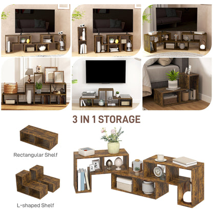 HOMCOM Three-Block Modular TV Stand - Rustic Brown