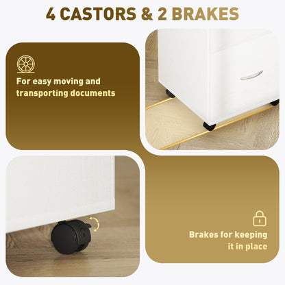 HOMCOM Two Drawer Lockable Filing Cabinet - White Wood Grain