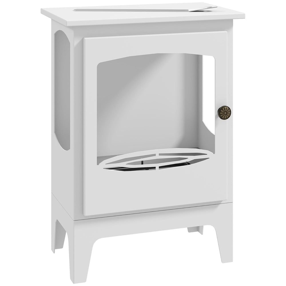 HOMCOM Freestanding Ethanol Fireplace, Steel Bioethanol Fireplace with Stainless Steel Flame Snuffer, 0.9L Tank, 3 Hours Burning Time for Indoor, White