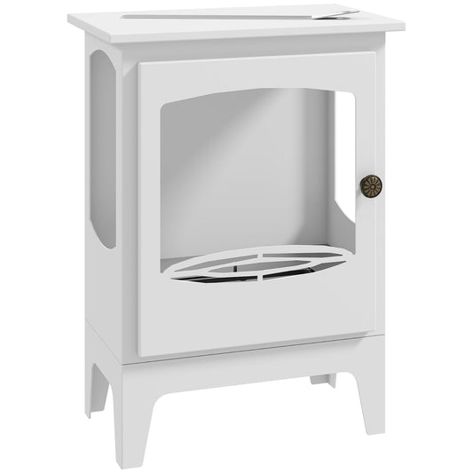 HOMCOM Freestanding Ethanol Fireplace, Steel Bioethanol Fireplace with Stainless Steel Flame Snuffer, 0.9L Tank, 3 Hours Burning Time for Indoor, White