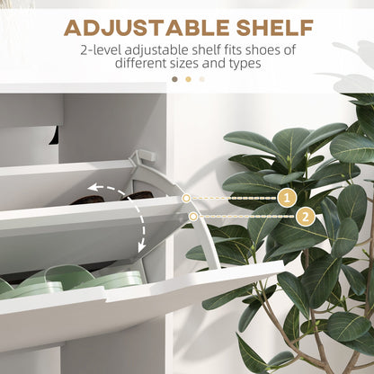 HOMCOM Shoe Storage Cabinet, 4 Flip Drawers, Shoe Organizer for 8-16 Pairs of Shoes, White