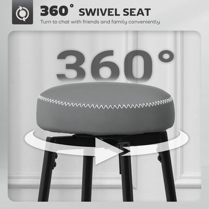 HOMCOM Set of Two Faux Leather Bar Stools - Grey/Black