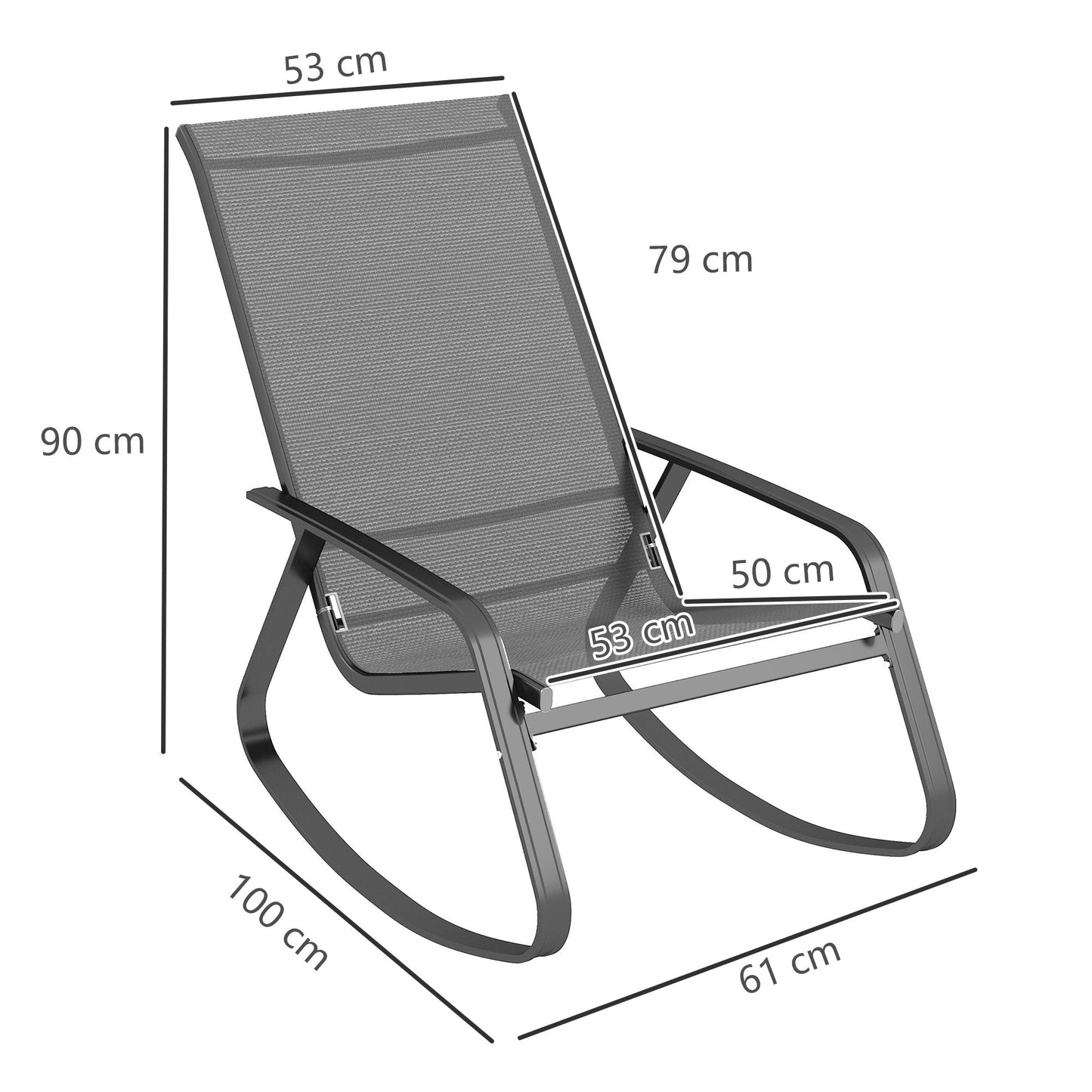 Outsunny Set of Two Rocking Garden Chairs - Grey
