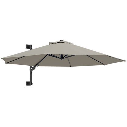 Outsunny 3(m) Wall-Mounted Parasol Shade, with Handle - Light Grey