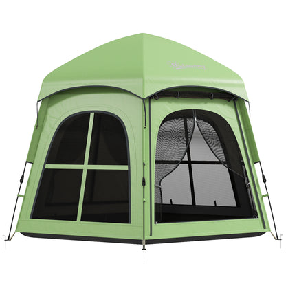 Outsunny Pop Up Tent 3000mm Waterproof Instant Camping Tent 3-4 Person with 2 Doors 4 Windows Green