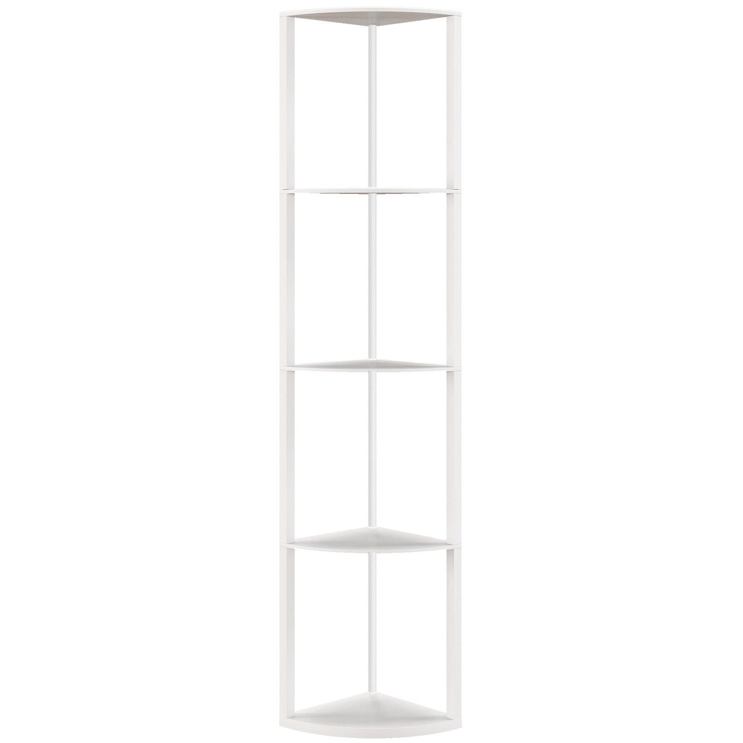 HOMCOM RGB LED Floor Lamp with Shelves, 5-Tier Dimmable Standing Lamp with Adjustable Brightness and Remote Control, Modern Corner Display Shelf Unit for Living Room Bedroom Office, White