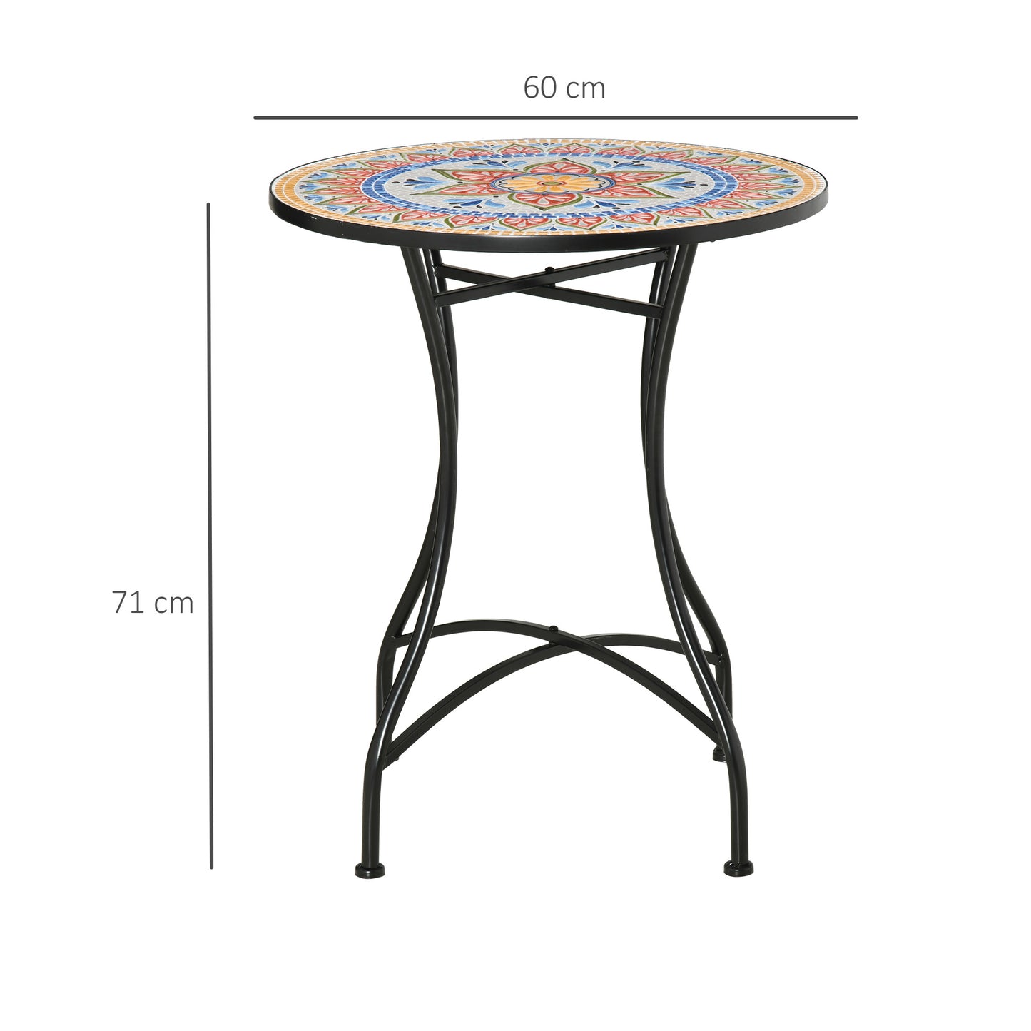 Outsunny _60cm Mosaic Outdoor Patio Table - Red