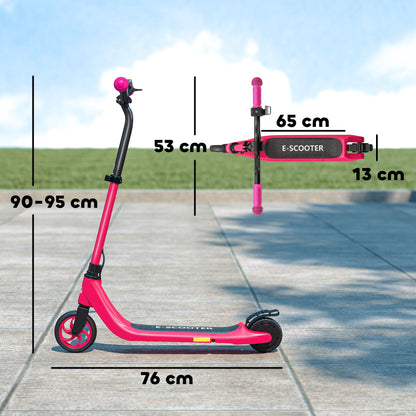 HOMCOM Electric Scooter, 120W Motor E-Scooter, Adjustable Height, Rear Brake for Ages 6+ Years - Pink