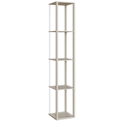 HOMCOM RGB LED Floor Lamp with Shelves, Modern Dimmable Standing Lamp with Remote Control, Adjustable Brightness & Speed for Living Room, Bedroom, Office, Oak