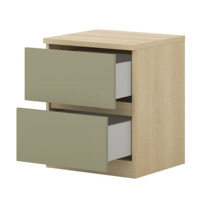 Wooden cabinet with two drawers on a white background