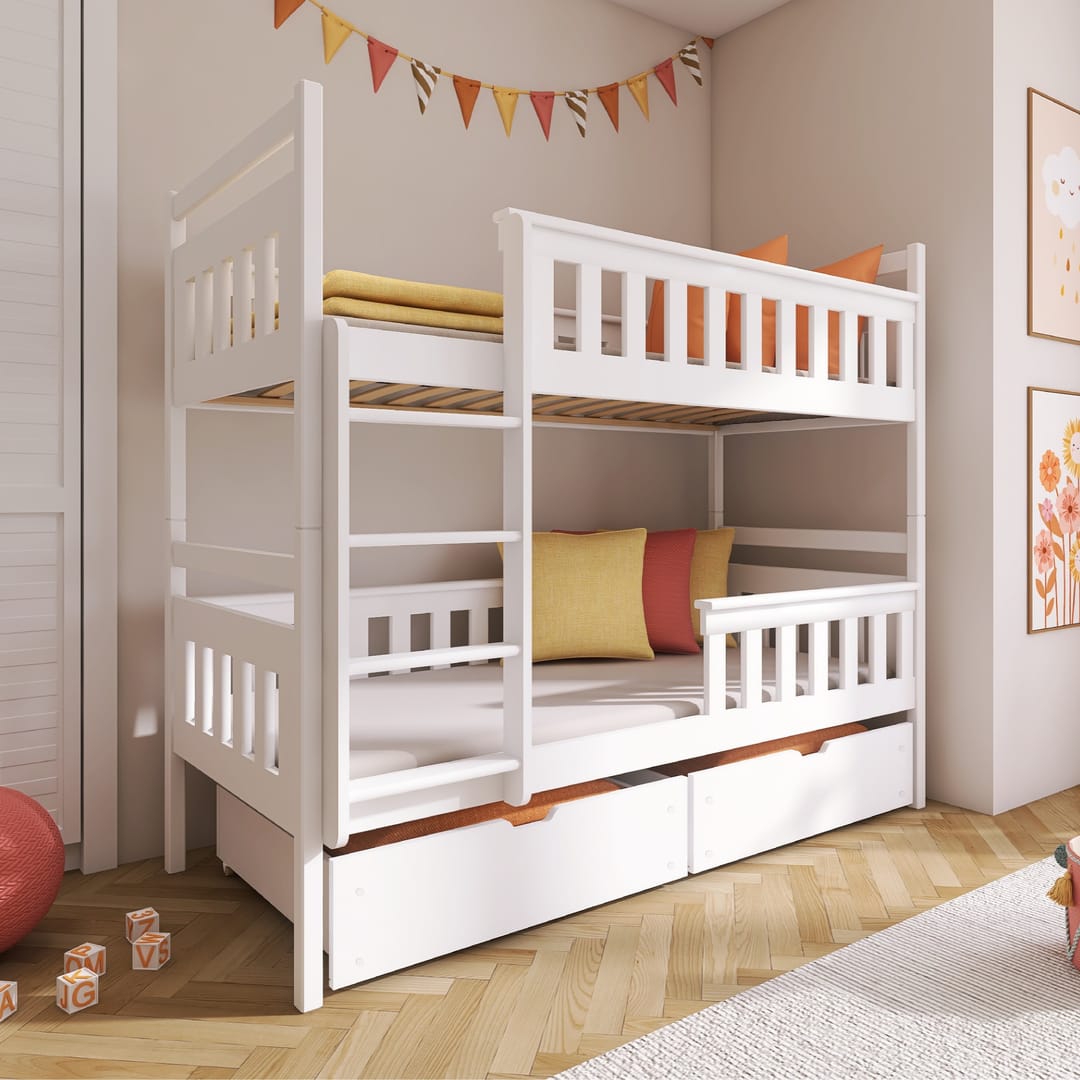 Wooden Bunk Bed Tezo with Storage