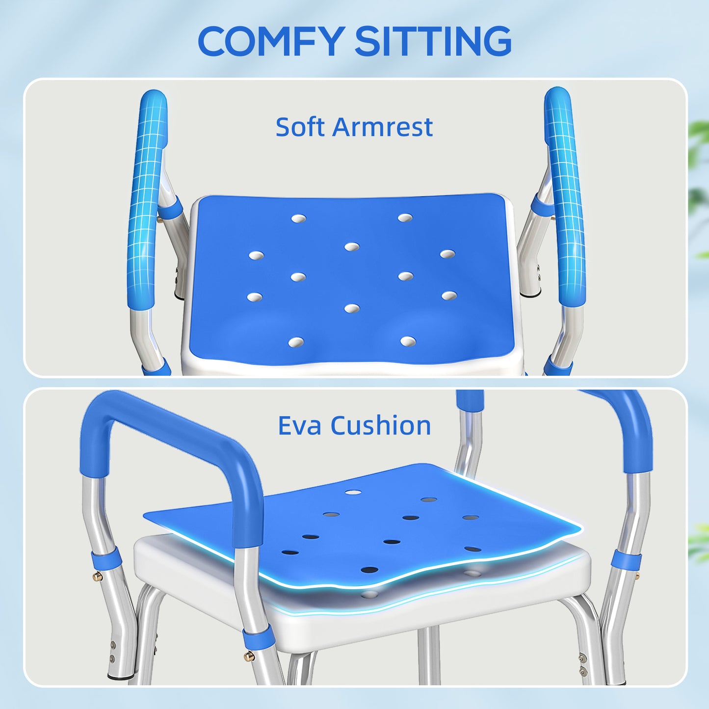 HOMCOM 57-69cm Aluminium Frame Bath Seat