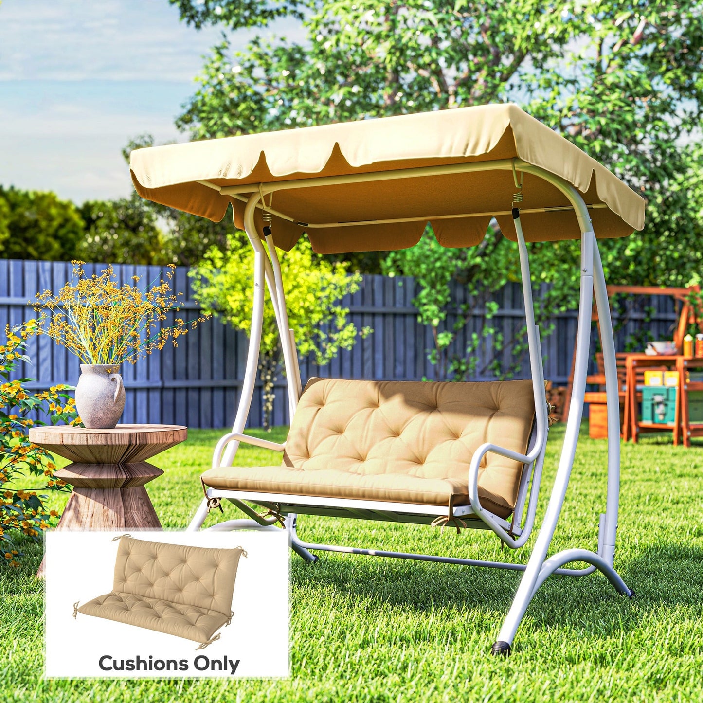 Outsunny Two-Seater Bench Cushion - Khaki