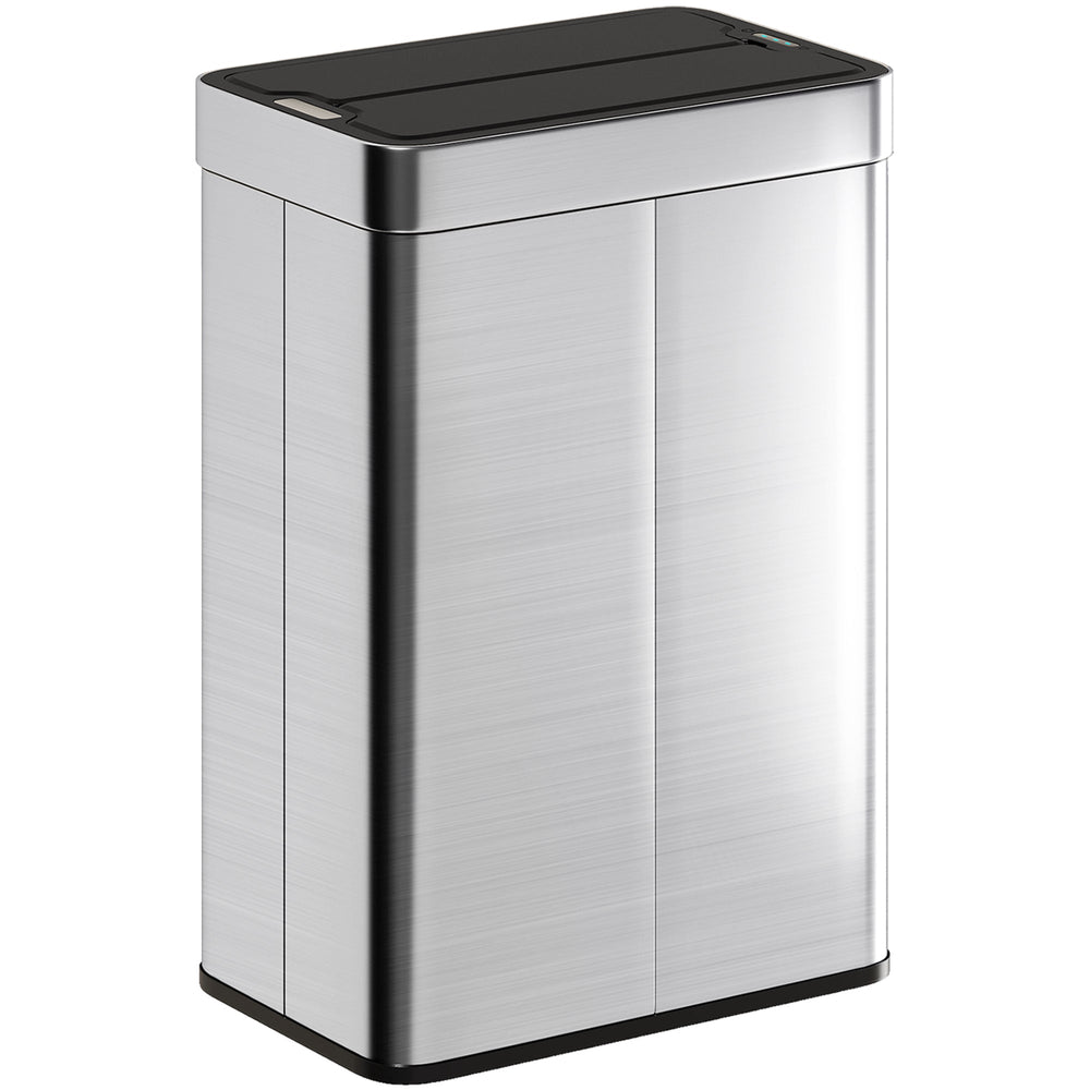 HOMCOM 55L Sensor Bin, Large Automatic Touchless Rubbish Bin with Soft-Close Lid, Silver Tone