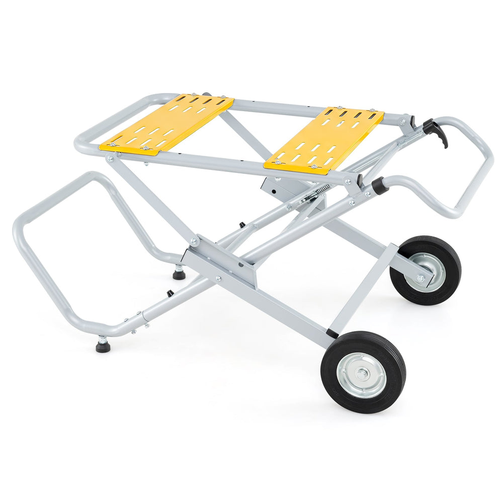 Rolling Foldable Heavy Duty Metal Base with 20cm Rubber Wheels-Yellow