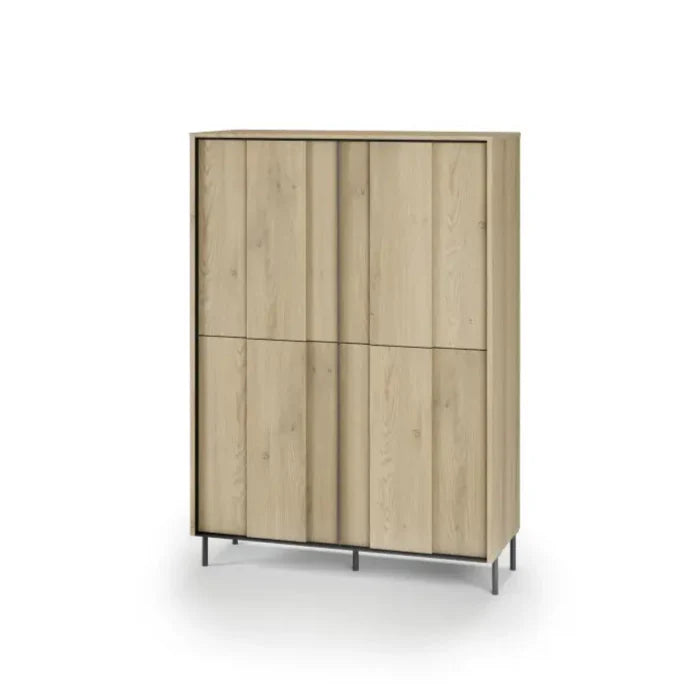 Wooden cabinet with two doors on a white background
