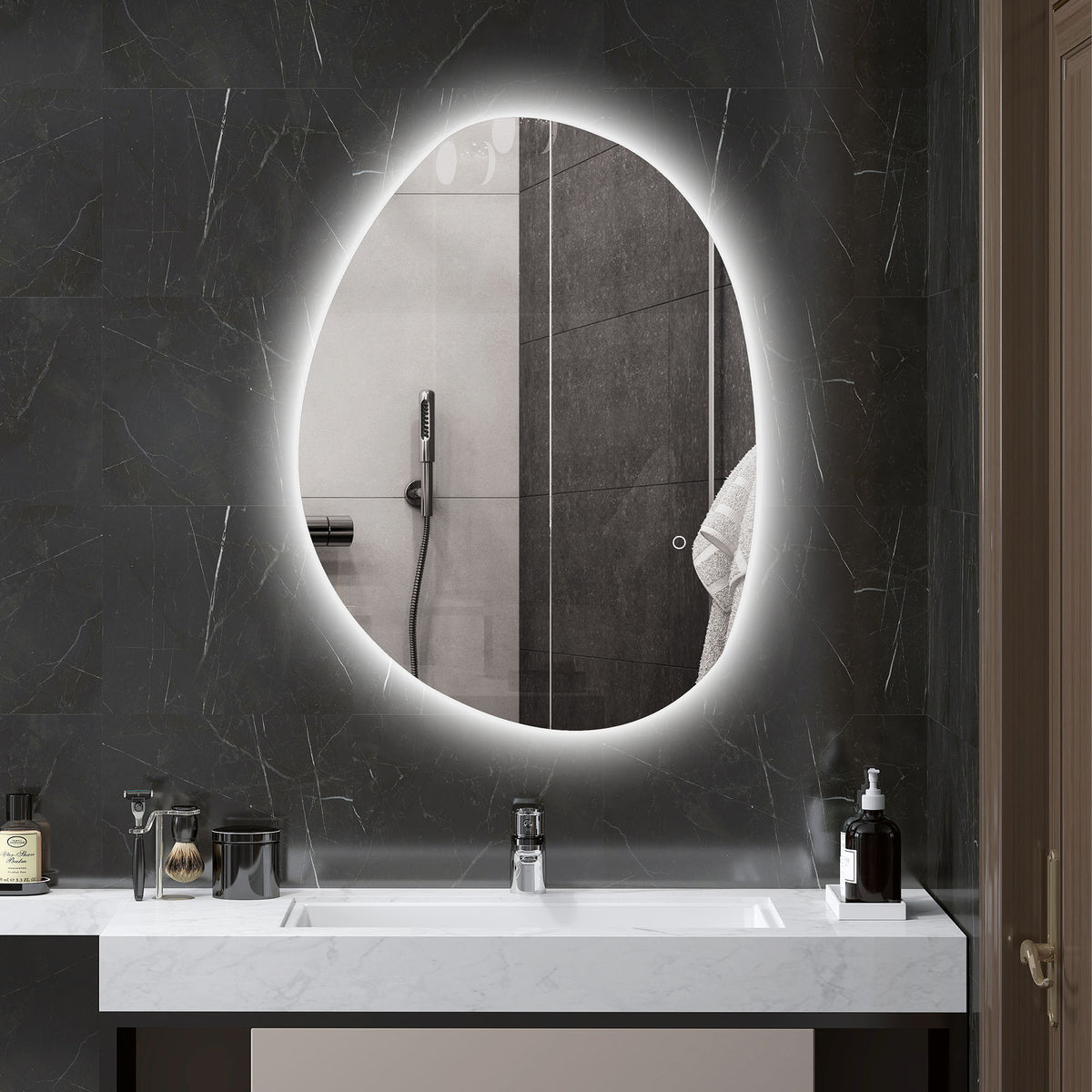 HOMCOM 80x60cm Bathroom Mirror with LED Lights, 3 Colours Dimmable, Anti-Fog, Memory & Touch Switch, IP44