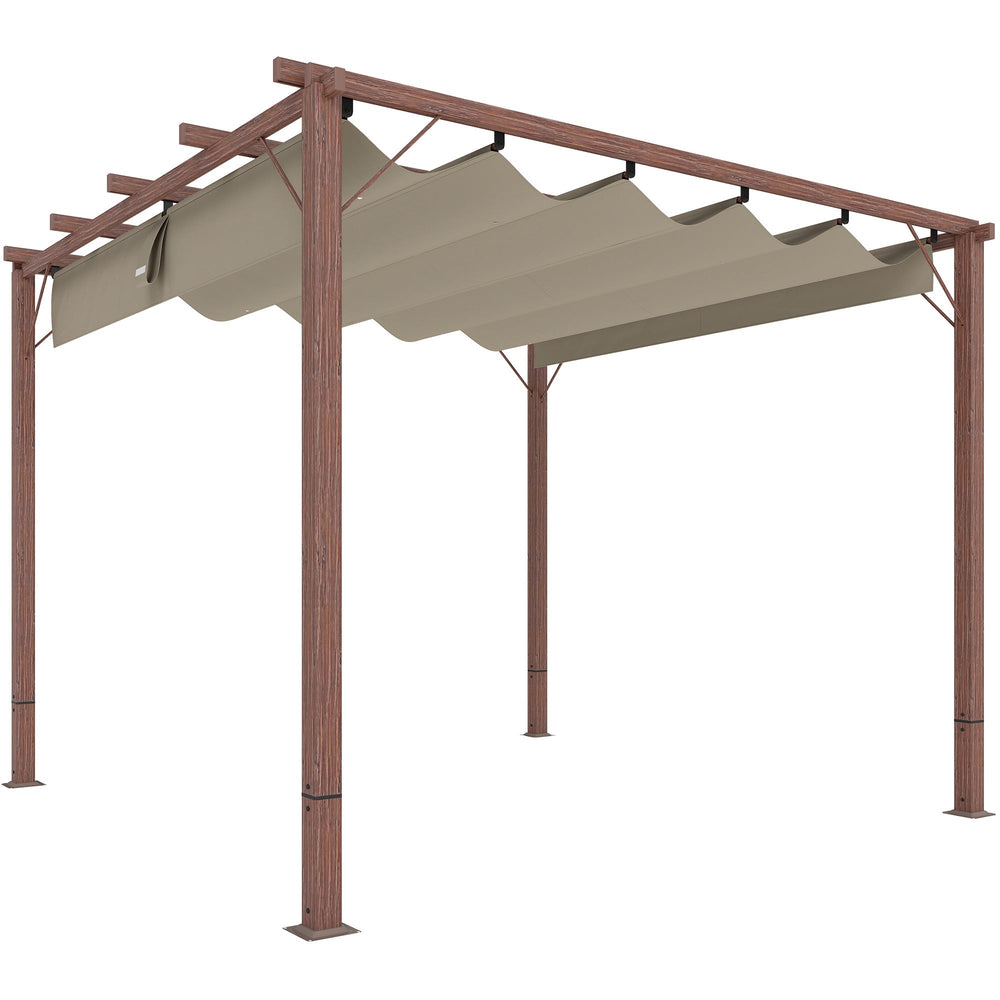 Outsunny 3 x 3 m Retractable Roof Pergola - Natural Wood Finish