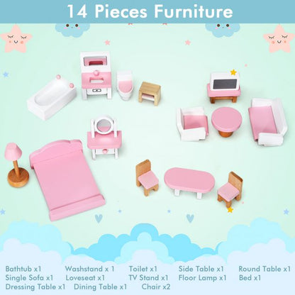 2-Tier Dollhouse Bookcase with Sufficient Storage Space-Gray