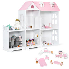 2-Tier Dollhouse Bookcase with Sufficient Storage Space-Pink