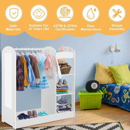 Kids Dress up Storage with Mirror-White