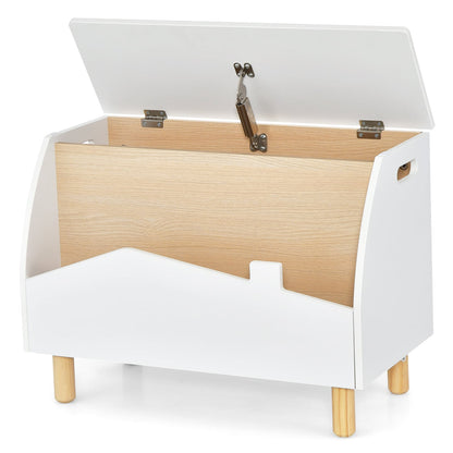 Kids Toy Box with Safety Hinge for Playroom-White