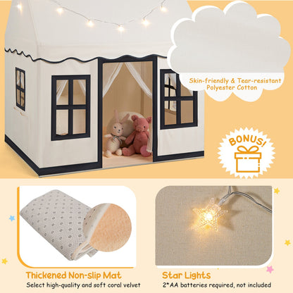 Indoor Kids Play Tent with Star Lights for Children Boys Girls Gift-Beige