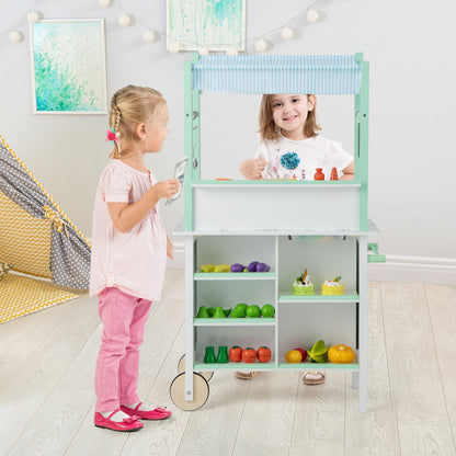 Double-sided Pretend Play Kitchen with Remote Control for Kids 3+-Green