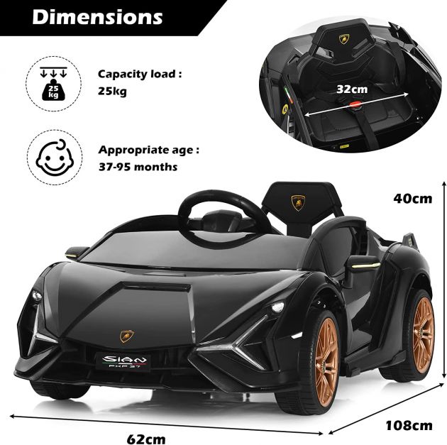12V Kids Electric Ride on Car with Remote Control-Black