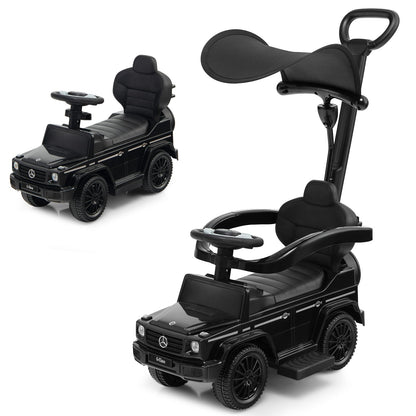 3-in-1 Baby Foot-to Floor Sliding Walker with Push Handle-Black