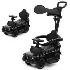 3-in-1 Baby Foot-to Floor Sliding Walker with Push Handle-Black