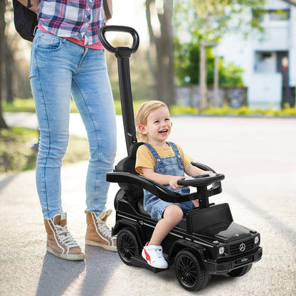 3-in-1 Baby Foot-to Floor Sliding Walker with Push Handle-Black