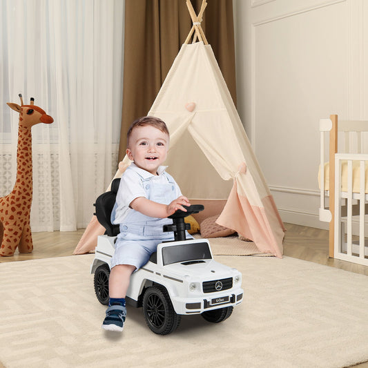 3-in-1 Baby Foot-to Floor Sliding Walker with Push Handle-White
