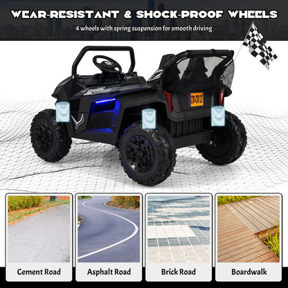 12V Electric Truck Car with Remote Controland Battery Powered UTV-Black